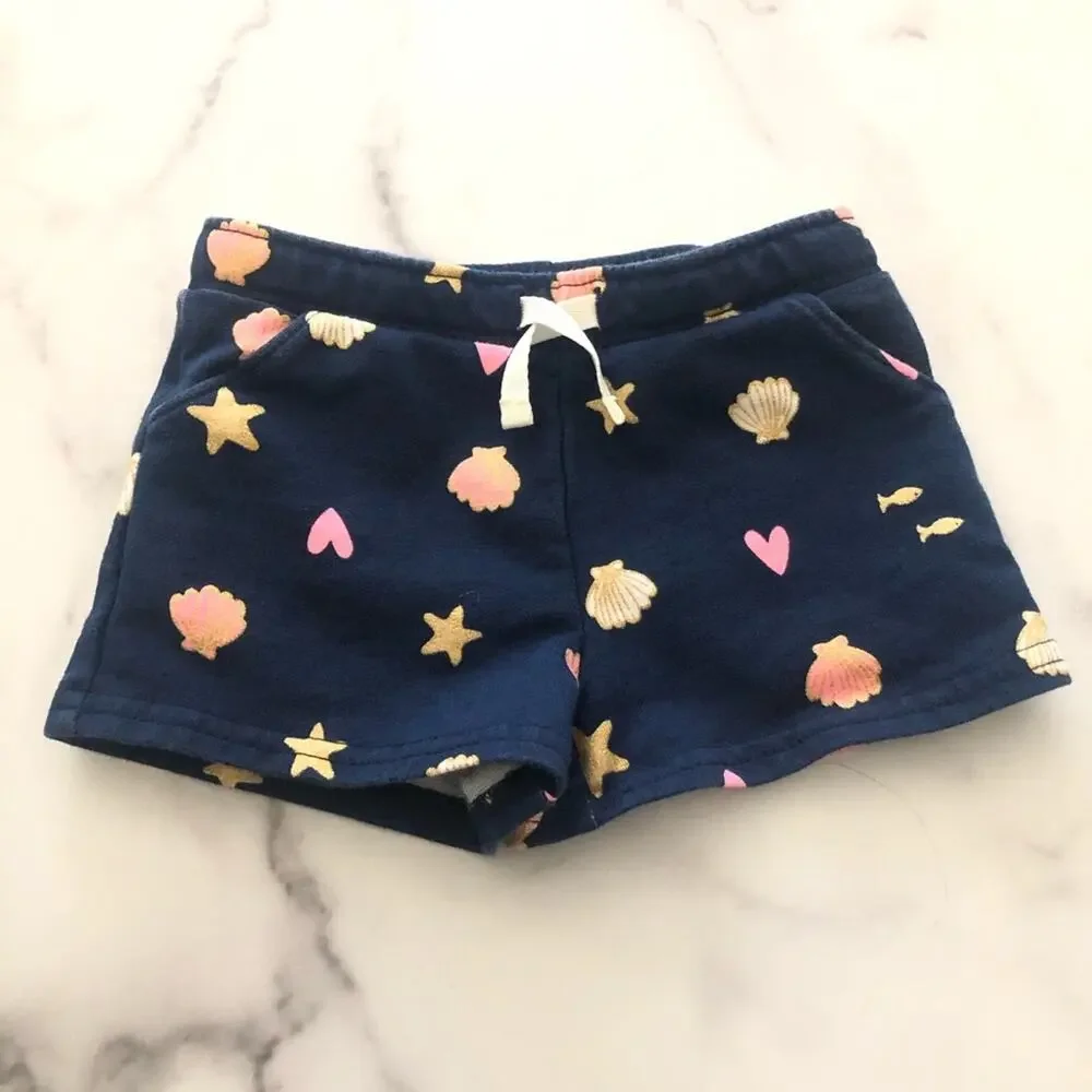 Carter’s shell and heart print sweatpants shirts pink gold navy blue